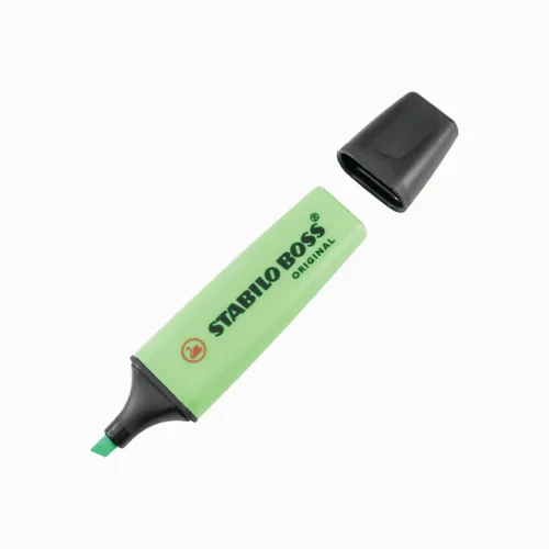 A pale green highlighter pen