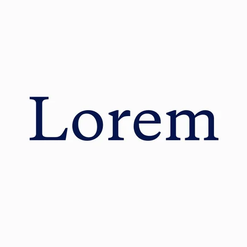 The word &lsquo;Lorem&rsquo; in a navy serif typeface