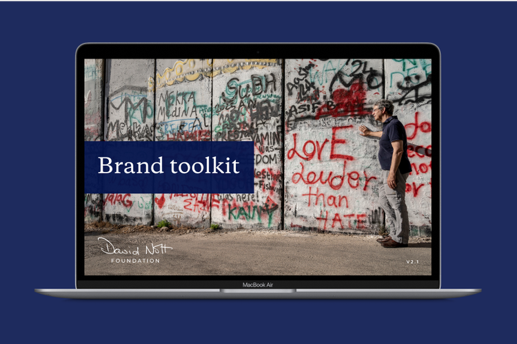 David Nott Foundation brand toolkit cover shown on a laptop